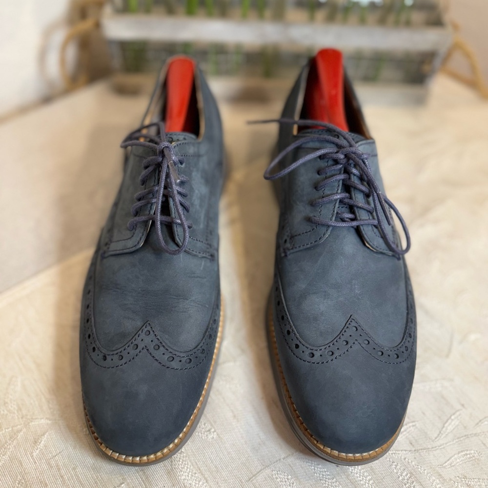 Men's Cole Haan OriginalGrand Wingtip Oxfords:‎ Blue Nubuck, Size 8.5 M, C26473.
